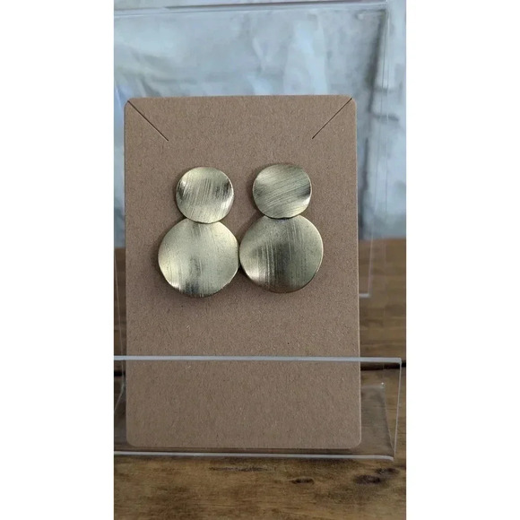 Double Circle Gold Plated Earrings w/ Stud Backing - Picture 1 of 3